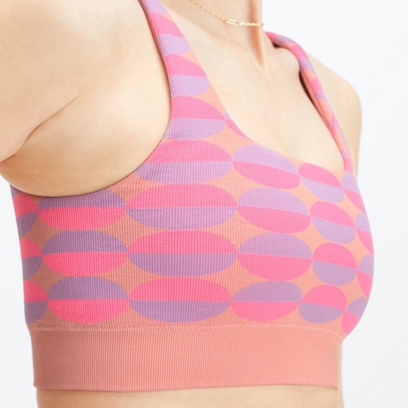Fabletics Women's Size S Pink & Purple Dottie Geo Seamless Bra - Picture 1 of 6